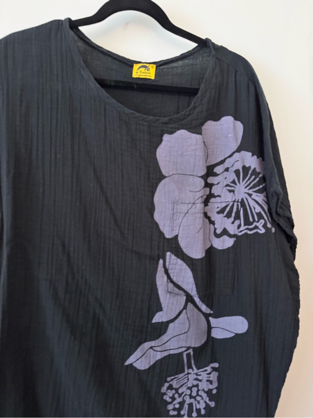 Kealopiko Black Floral Print Women’s Gauze Dress Medium - Picture 3 of 6